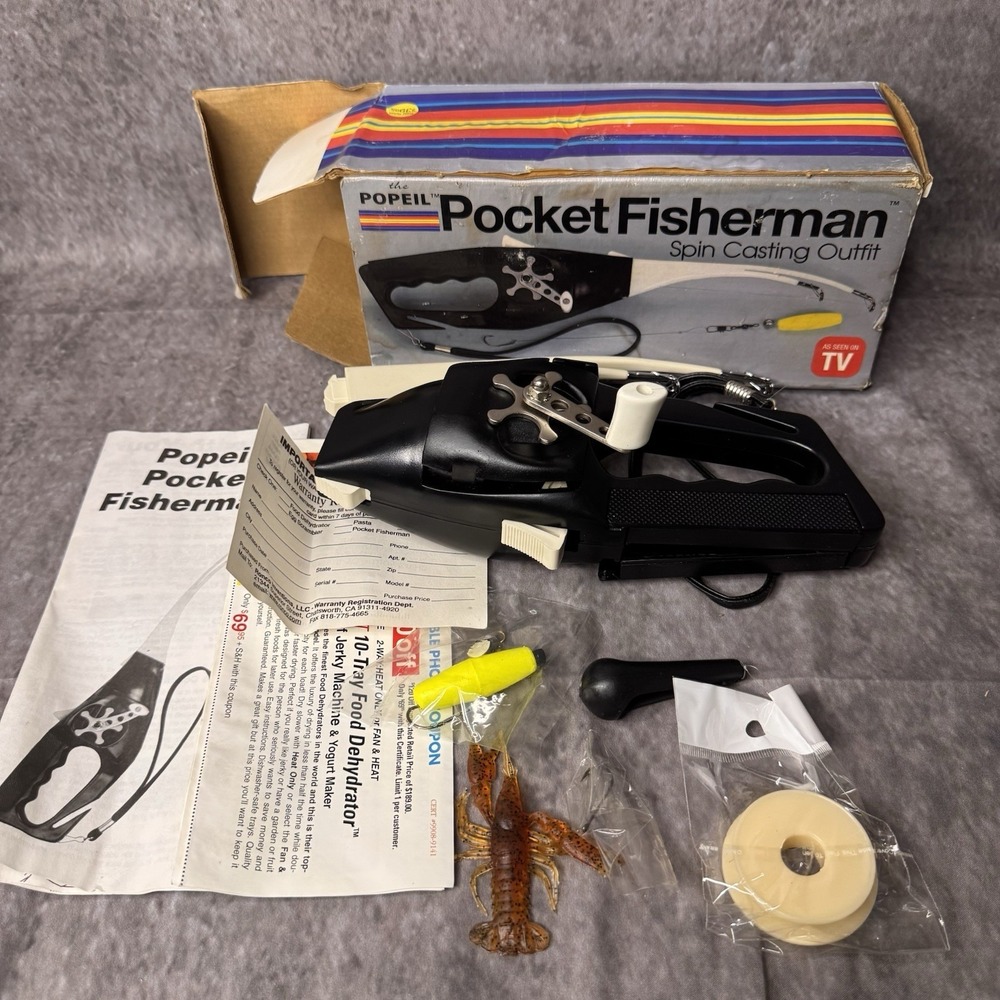 Vintage 1995 Original Popeil Pocket Fisherman Spin Casting Outfit USA READ